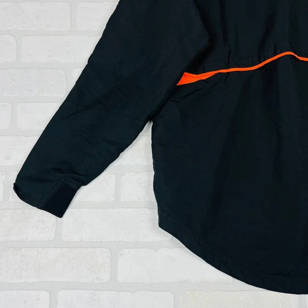Holloway Kids Black and Orange Hooded Full Zip Windbreaker Athletic Jacket XL